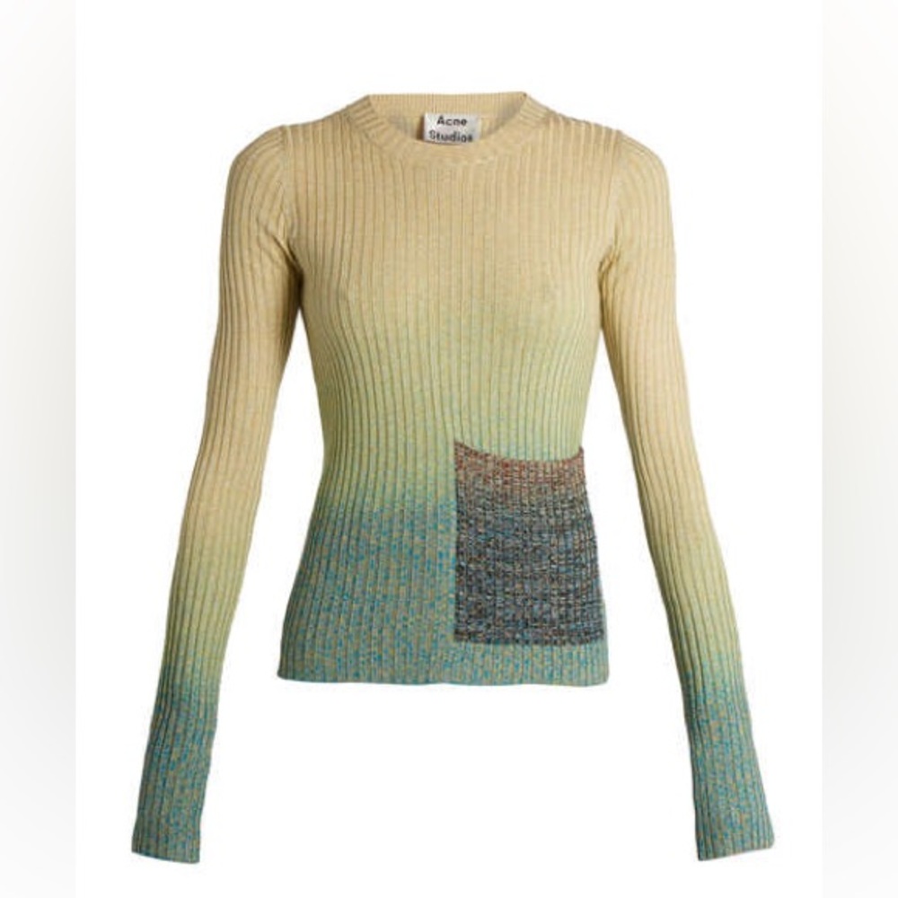 Acne Studios Women's Cream and Blue Jumper Size XXS